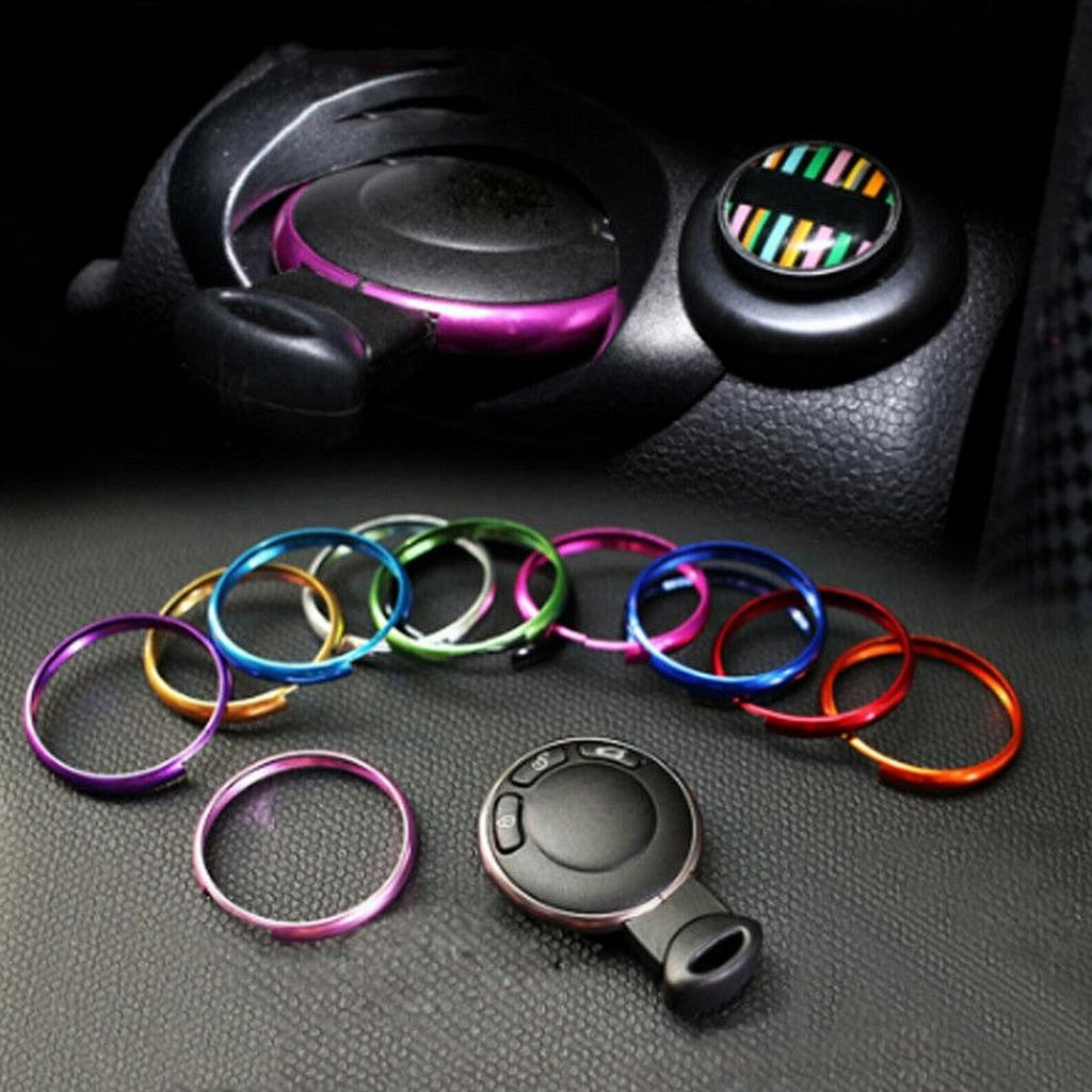 KIMISS Round Key Ring Remote Key Fob Ring Trim Aluminum Alloy for MINI R55