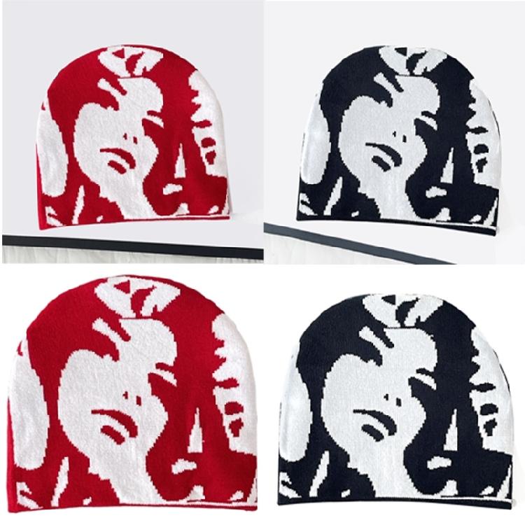 Teen Knitted Beanies Hat Elastic Ear Protector Hat Human Portrait Pattern Hat Adult Winter Cycling Skiing Beanies