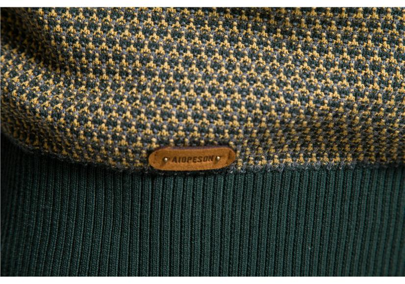 Khaki Personalized Men's Round Neck Knit Pullover - Autumn/Winter Base Layer