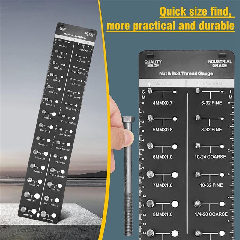 

A96I-28 Size Nut And Bolt Thread Checker Bolt Size And Thread Gauge Bolt Gauge Durable Black чорний