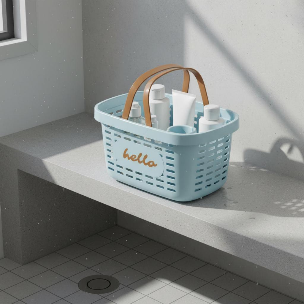 Portable Shower Tote Easy to Clean Draining Bath Basket Plastic Shower Basket Multipurpose Household Storage for Students