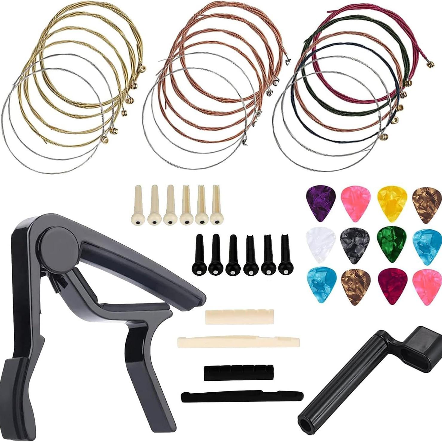Three-in-One Guitar Accessories Set: Capo, Picks & String Changing Tool
