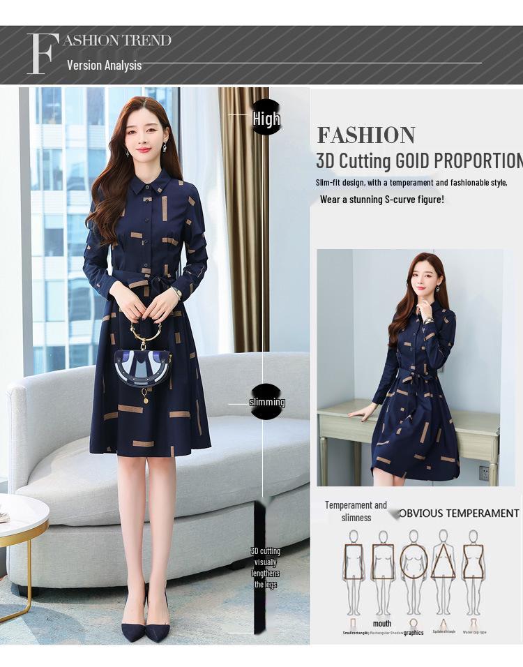 2026 Autumn New Arrival: Stylish Waist-Cinching Slimming Mid-Length Shirt Dress for Women