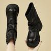 Fashion Ankle Women Boots Platform Chunky Fashion Shoes Elegant 2025 Winter New Pleated Chelsea Leather Shoes Woman Party Pumps Botas
