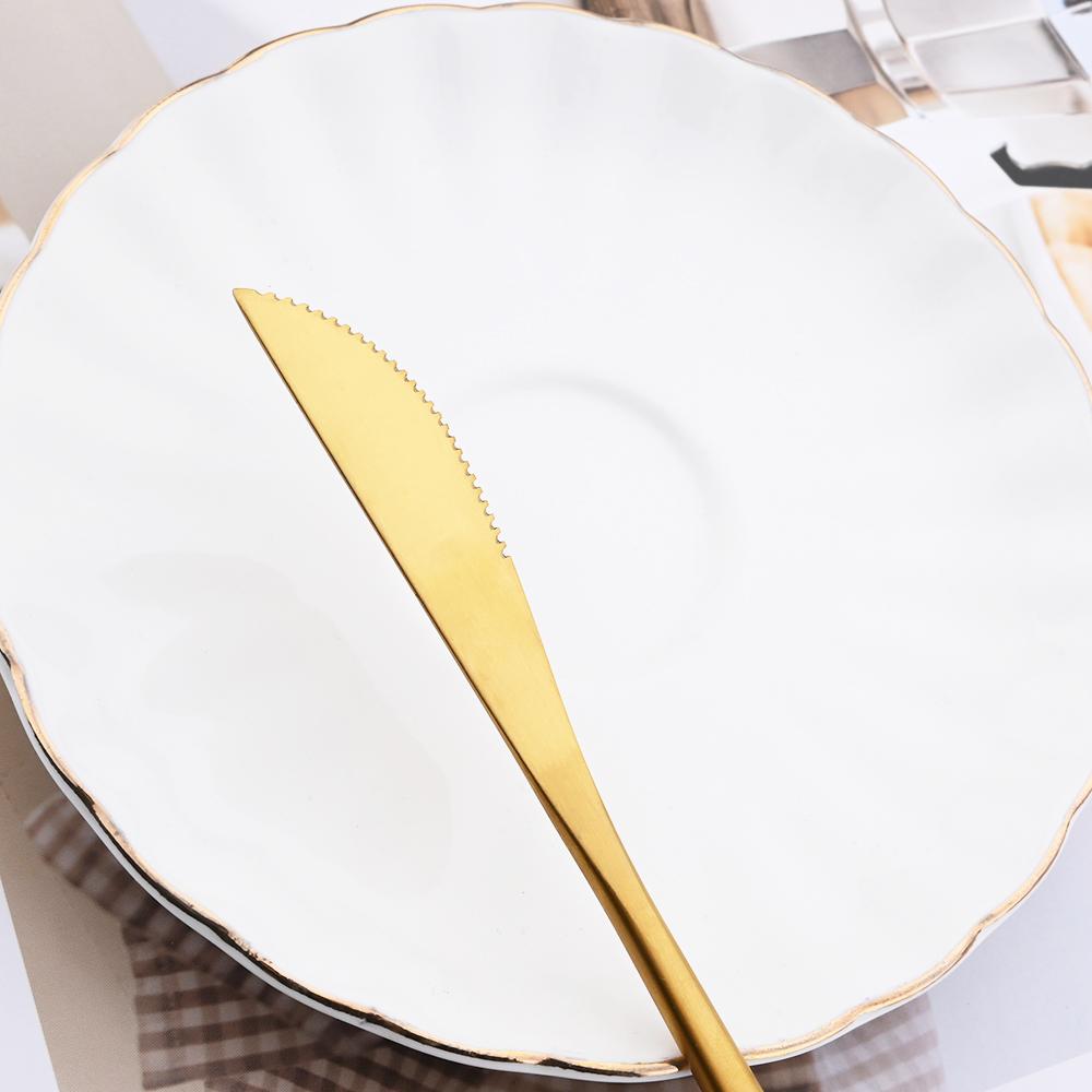 White Gold 24Pcs Cutlery Set Matte Dinnerware Western Flatware Knife Fork Spoons Stainless Steel Silverware Kitchen Tableware Set