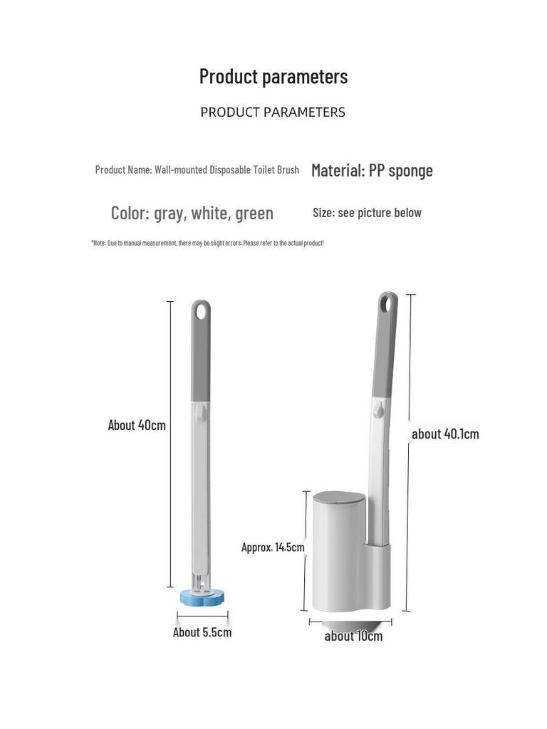 Wall-Mounted Disposable Toilet Cleaning Brush with Replaceable Head
