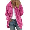 Women's Casual Color Loose Plush Zippered Flip Collar Jacket With Pockets