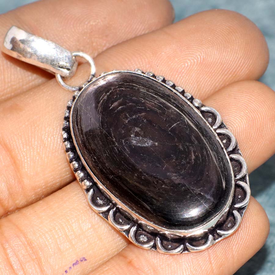 Pretty Hypersthene 925 Silver Plated Pendant 2.1" Gifts Jewelry S3T05