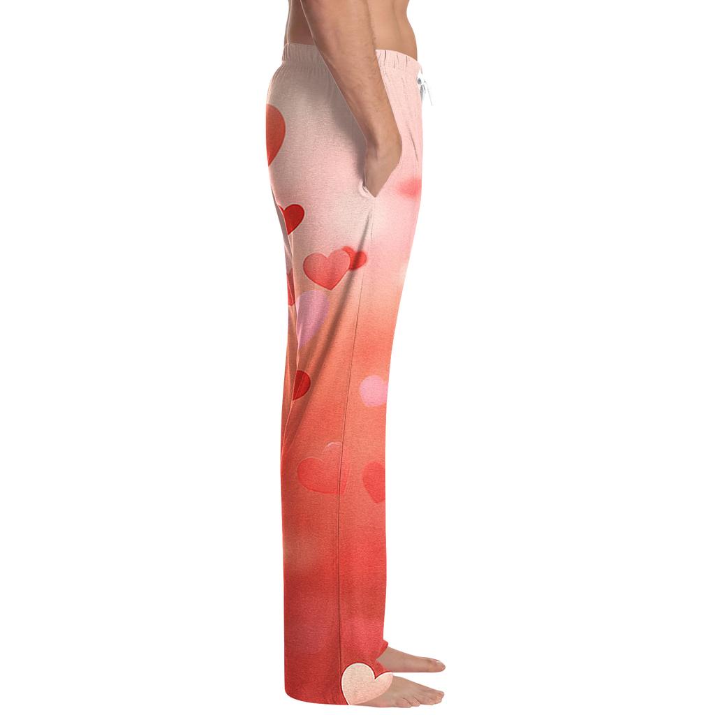 Men's Valentine's Day Printed Drawstring Long Pants Casual Pajamas