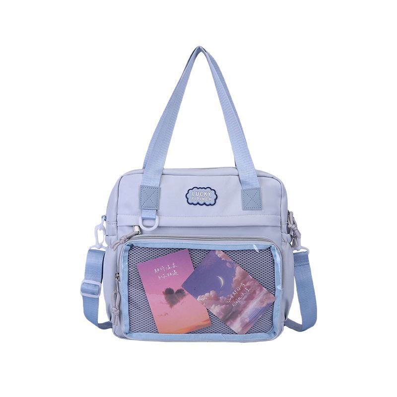 2025 High-value Nylon Bag College Style Transparent Shoulder Crossbody Pain Bag Leisure Bag Tutoring Bag Handbag Women