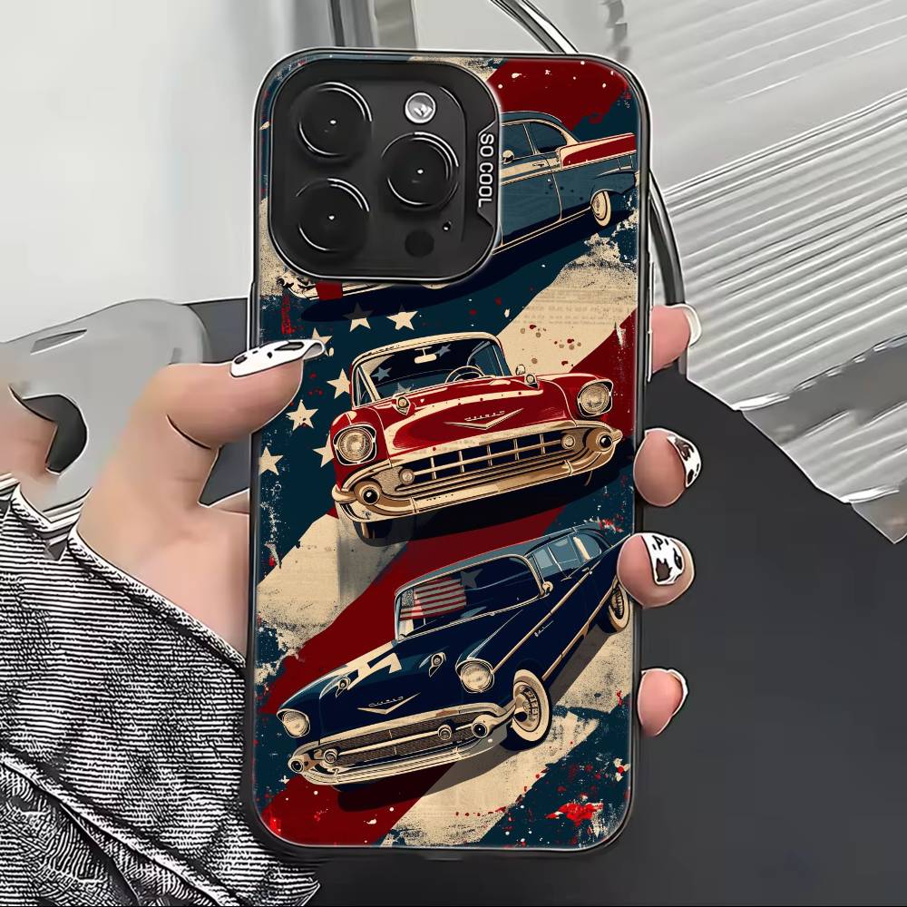 USA A-America Flag Phone Case For iPhone 17,16,15,14,13,12,11 Plus,Pro Max,XS,Colorful Silver Black Cover