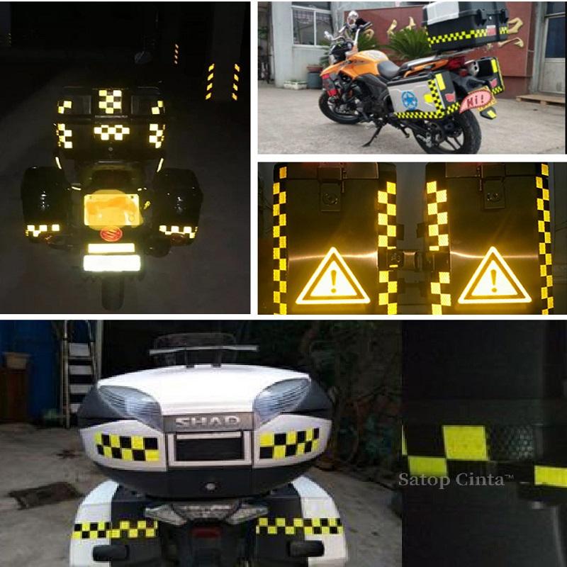 10CM*5M Reflective Tape Waterproof Adhesive Yellow-Black Grid High Visibility Warning Safety Reflectors Conspicuous Car Stickers