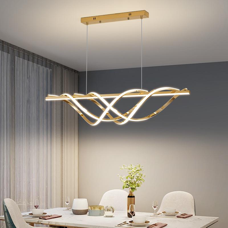 Nordic Modern Geometric Long Stripe Home Kitchen Ceiling Chandelier Simple Living Room Creative Personality Bar Chandelier