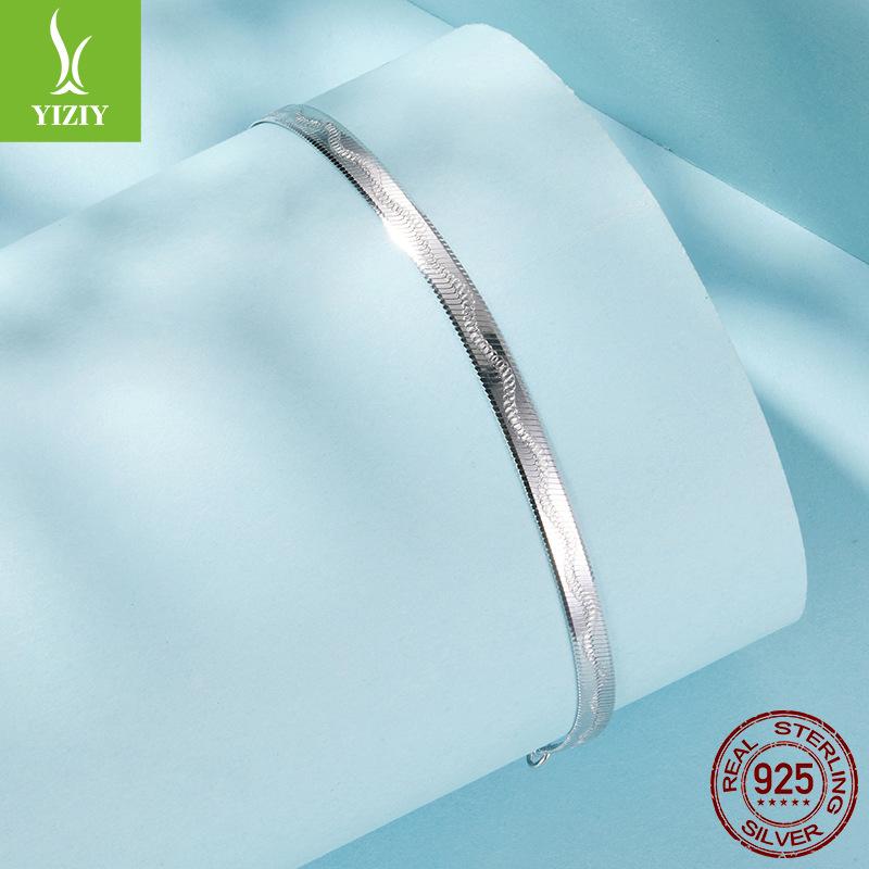 Snake Bone Chain Printed Plain Silver Bracelet Versatile High-End S925 Sterling Silver Bracelet Jewelry