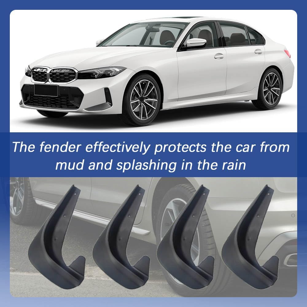 Mud Flaps, Splash Guard, No Drilling Required Mud Guards with Hardware Kits, Front and Rear Side Splash Guards Vehicle Sediment Protection Automotive