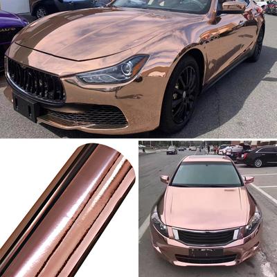 Metallic Chrome Rose Gold Vinyl Wrap Mirror Glossy Film PVC Stretchable Decals Sheet Phone Laptop Sticker Air Release Free