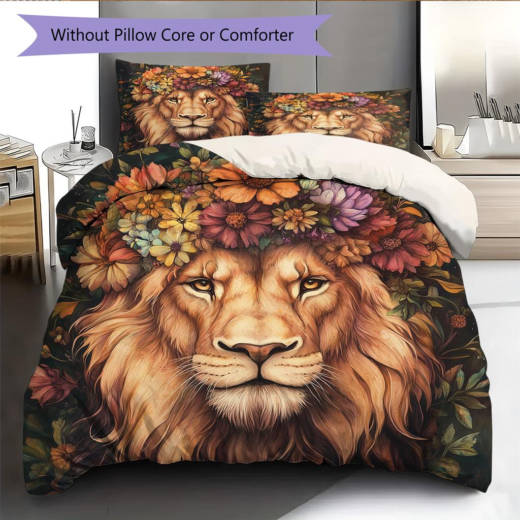 Vintage Animal Pattern Bedding Quilt Set Quilt Cover Pillowcase Home Decoration Gift (1 * Duvet Cover + 2 * Pillowcase, Without Core)