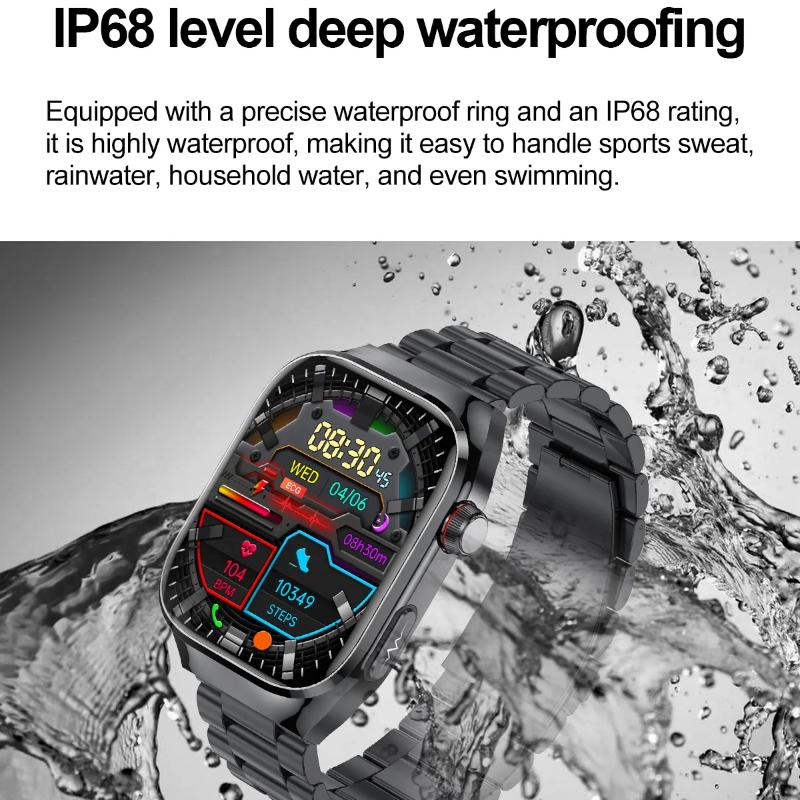 Montre Intelligente ECG+PPG Appel BT Rappel Push Examen Physique Montre de Santé Pression Artérielle Acide Urique Oxygène Sanguin Sport Montre Intelligente