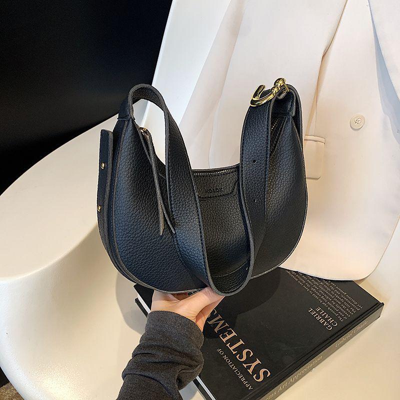 Korean Style Women's Versatile Half-Moon Crossbody Saddle Bag - 2025 Casual Fashion Crescent