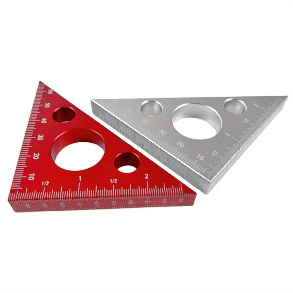 2in/6cm Aluminum Triangle Ruler Imperial and Metric Scales Angle Measuring Tool Woodworking