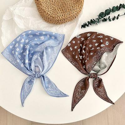Hair Band Women's Retro Cashew Pattern Silk Scarf Naza Simple and Fashionable Hair Tied Rhombus