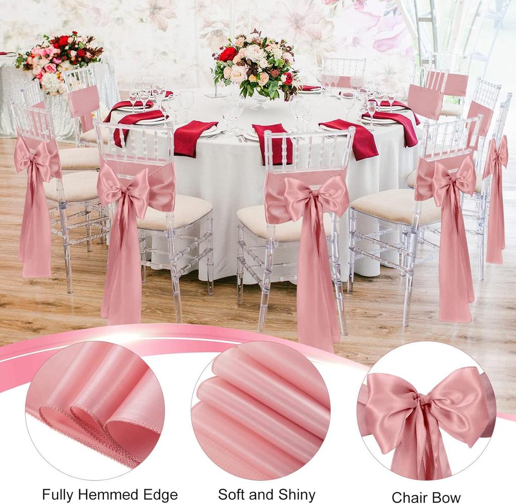 Wholesale 10/50pcs Satin Bow Sashes Wedding Chair Decor 17x275cm Ribbon Butterfly Tie Band For Christmas Birthday Party Sashes