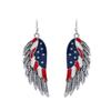 Independence Day Flag Hat, Slippers, Love Earrings, Red, White And Blue Striped Flag Earrings