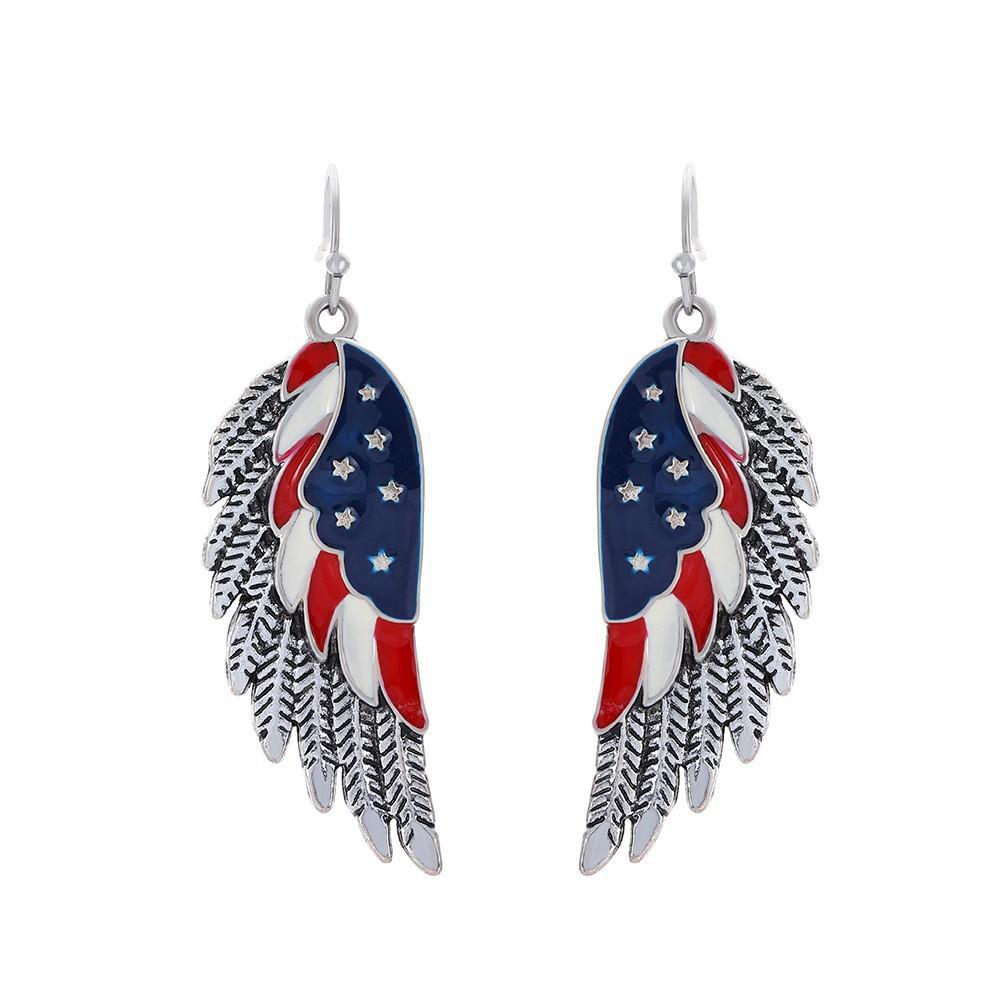 Independence Day Flag Hat, Slippers, Love Earrings, Red, White And Blue Striped Flag Earrings