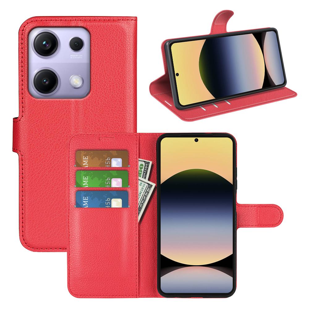 Etui dla Xiaomi Redmi Note 14S 4G Tekstura liczi Wstrząsoodporny Skórzany Portfel Pokrowiec na telefon