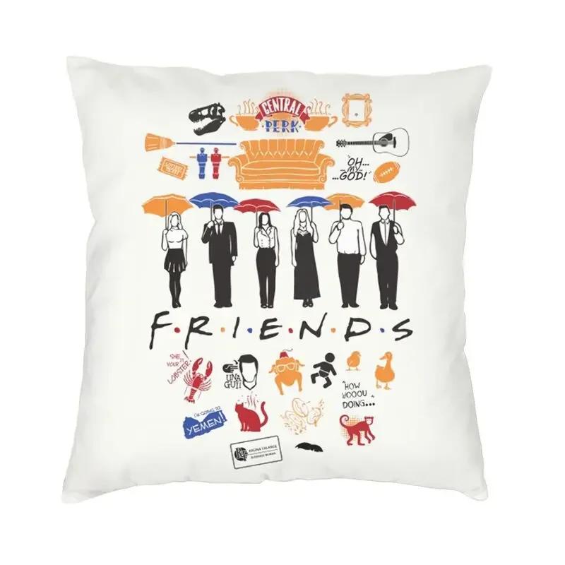 Friends Charaktere Klassisches Poster Kissenbezug TV-Show Samt Niedlicher Kissenbezug für Sofa Doppelseitiger Druck Kissen