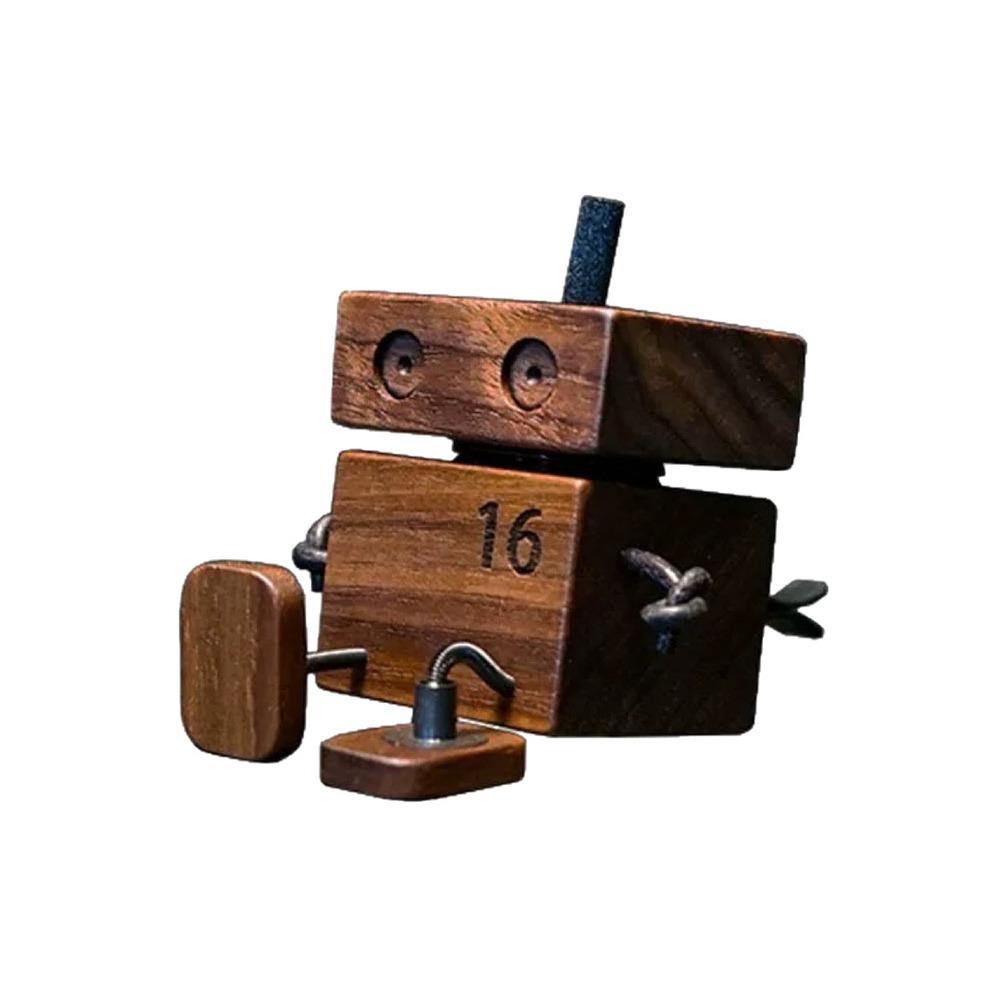 Cartoon Robot Diffuser Partable Shaking Feet Wooden Doll Wood Shake Car Ornament  Car Accessories