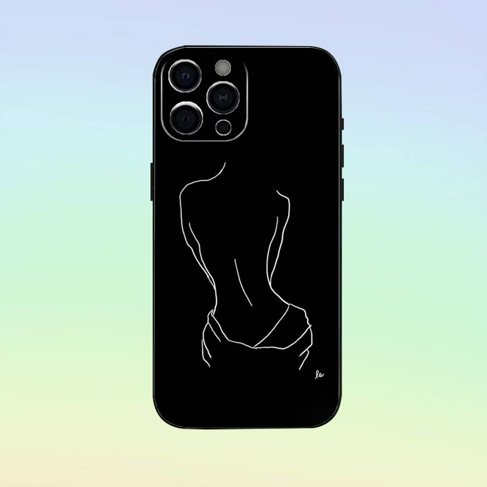 Sexy Line Minimalist Line Drawing Phone Case Silicone Soft For IPhone 17 16 15 14 13 12 11 Black Soft Silicone Case
