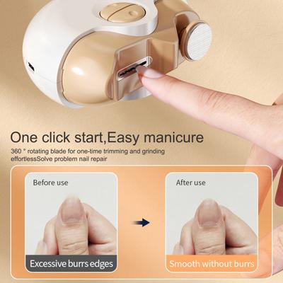 Electric Automatic Nail Clipper Low Noise Compact Portable USB Rechargeable Manicure