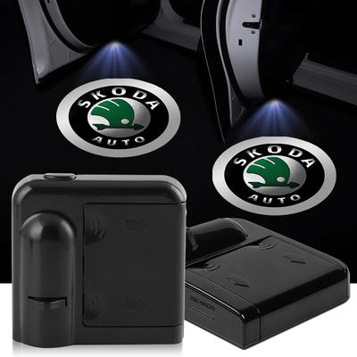 2Pcs Car Door Emblem Light LED Welcome Lamp Wireless Laser Projector For Octavia MK2 MK3 2 3 A7 Fabia Karoq Kodiaq Superb Rapid Kamiq