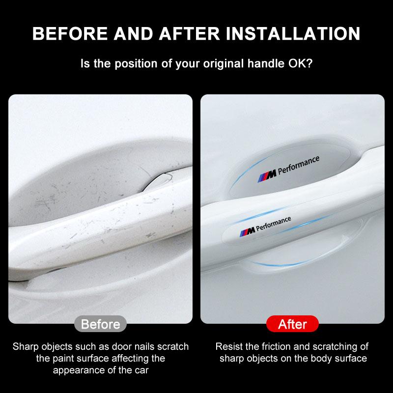 8 st Genomskinliga Skyddsklistmärken för Dörrhandtagsskål för BMW M E34 E36 E60 E90 E46 E39 E70 F10 F20 F30 X5 X6 X1 M3 M5 M6 E71 F01 F02