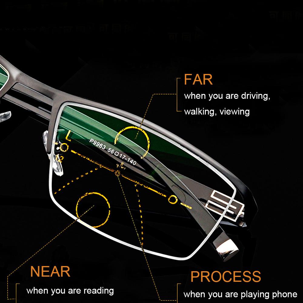 Multifokale Lesebrille Progressive Bifokal Herren Blaulichtfilternde Brille Metall-Speichermaterial Überlegene Qualität Lesebrille