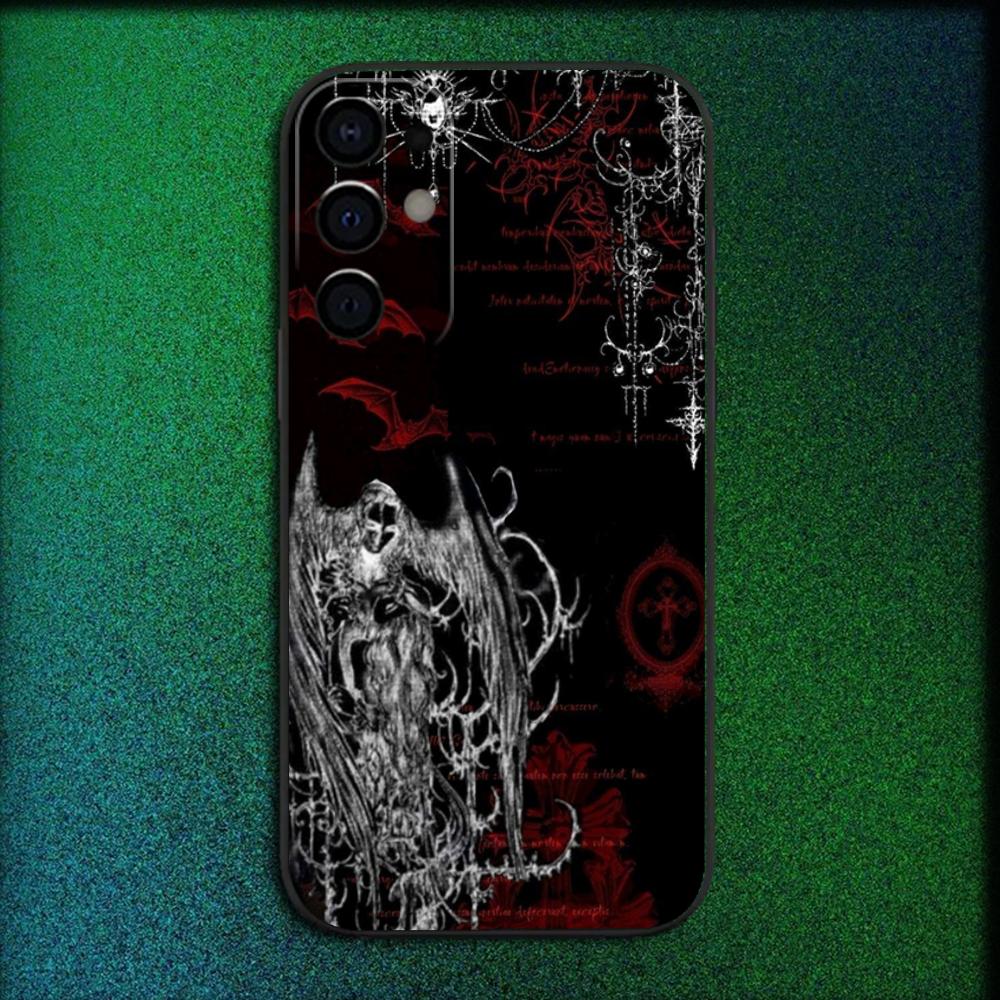 Gothic Cyber Sigil Cross Phone Case For Samsung S25,S24,S21,S22,S23,S30,Ultra,S20,Plus,Fe,Lite,Note,10,9,5G Black Cover