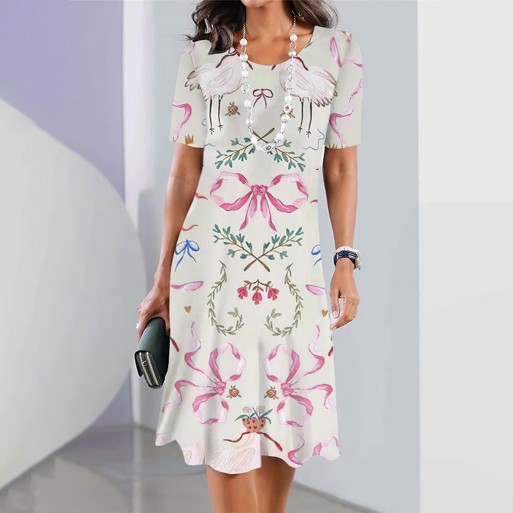 The New Ballet Graphic Print Dress Is an Elegant Fashion Dress for Women, Summer Medium-length Dress