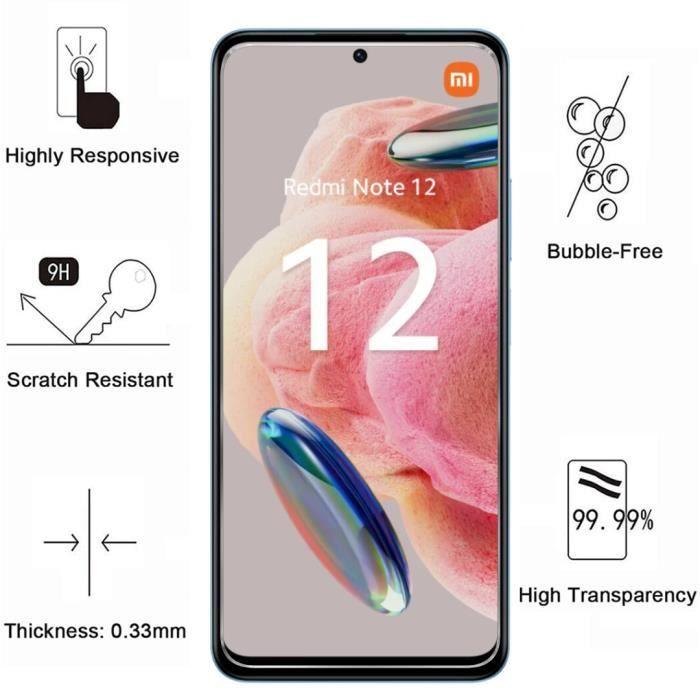 Film de Protection - Phonillico - Xiaomi Redmi Note 12 4G - Pack de 4 - Verre Trempé - Résistant aux Rayures
