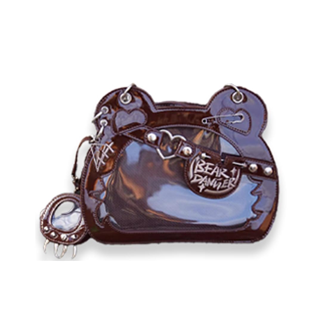 

Morning Glory Landmine Bear Ita Bag with Button Badge Otaku Ita Clear Bag Case/Brown, Goods, g.trigger Bag, [Used]