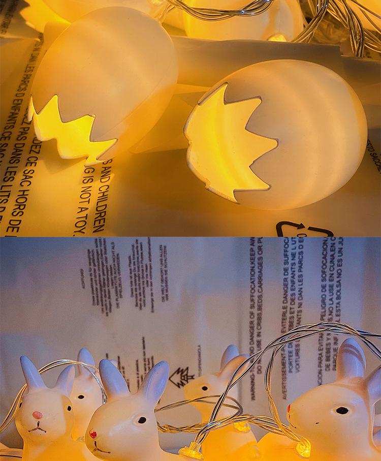 LED Crackled Egg Easter String Lights with Rabbit Eggshell Shapes