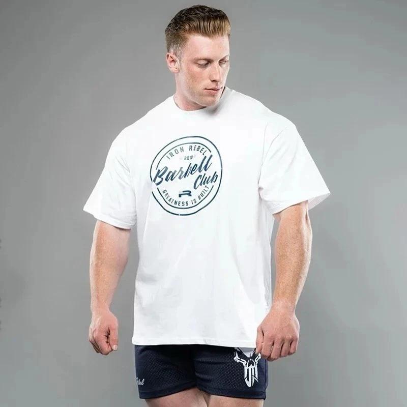 Oversized Gym T Shirt for Men’s Bodybuilding Fitness Streetwear Cotton Tee S