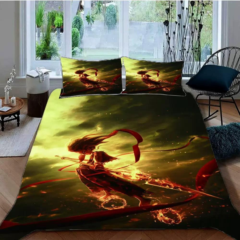 Bedding Three-Piece Set 3D Digital Printing Cartoon Nezha 2 Quilt Cover Three (Four) Pieces