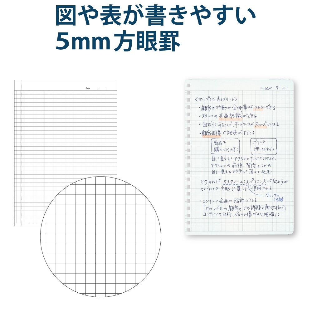 KOKUYO Soft Ring Business Grid 70 Notebook, Ruled, Sheets, A6, Black, Su-SV457S5-D