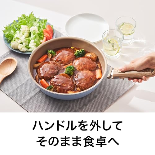 Evercook Frying Pan Set 4-Piece Set (20cm Frying Pan, 26cm Deep Frying Pan, Rotating Handle Stand-Up Cover for 20-26cm Pans, Detachable Mini Handle) I