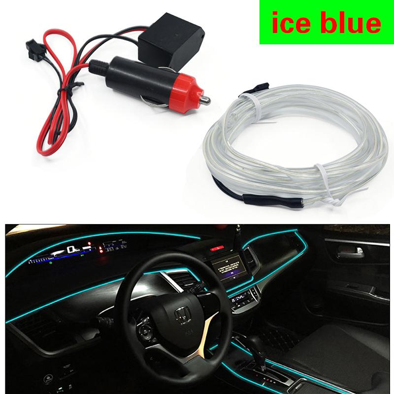 

HQ 12V Universal LED Car Ambient Lamp Car Interior Decoration Light Cold Light Strips Waterproof Dashboard Console Lamp1/3/5M 1M