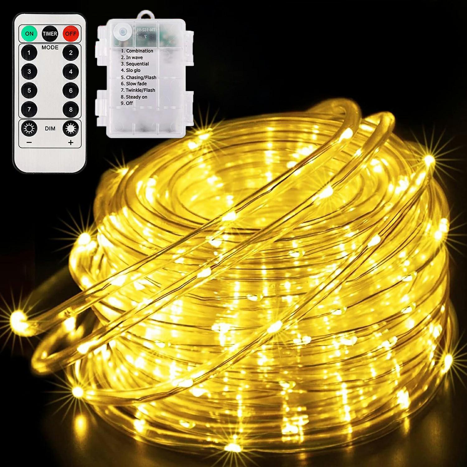 

22m 200 LED Remote Control PVC Copper Wire LED String Light with Empty Battery Box Garden Decoration Warm Color