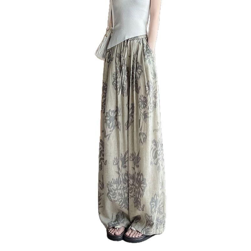 Women's Summer 2026 Sun Protection Wide-Leg Printed Pants - Slimming, Casual, and Versatile Long Style