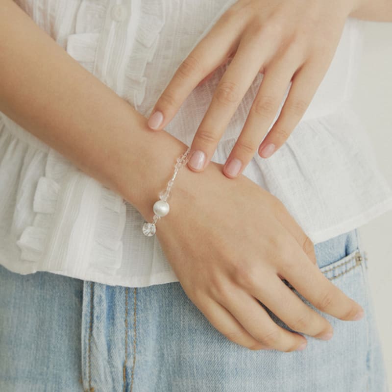ADAUL Clear ball line bracelet - silver