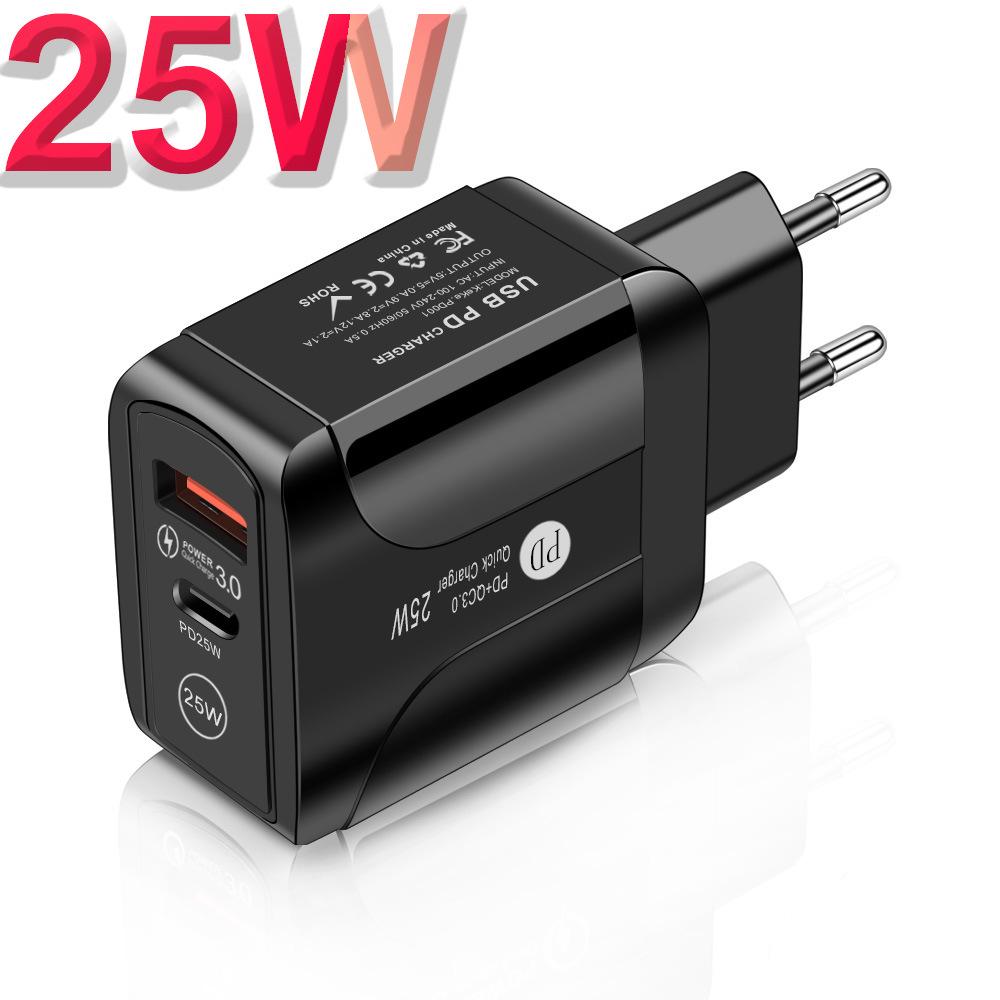 

25W PD Fast Charger 5A EU/US/UK Type-C Adapter UK Standard чорний